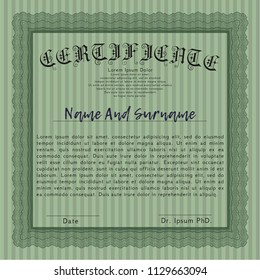 Green Certificate or diploma template. With background. Customizable, Easy to edit and change colors. Beauty design. 