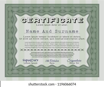 Green Certificate or diploma template. With background. Perfect design. Customizable, Easy to edit and change colors. 