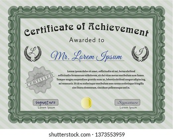 Green Certificate or diploma template. With background. Customizable, Easy to edit and change colors. Elegant design. 