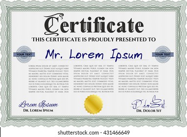 Green Certificate or diploma template. Cordial design. Easy to print. Customizable, Easy to edit and change colors. 
