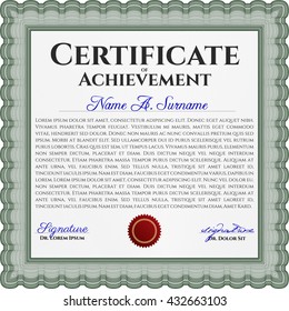 Green Certificate or diploma template. Cordial design. Easy to print. Customizable, Easy to edit and change colors. 