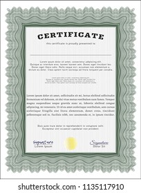 Green Certificate or diploma template. Customizable, Easy to edit and change colors. With background. Retro design. 