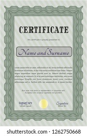 Green Certificate or diploma template. Customizable, Easy to edit and change colors. With linear background. Artistry design. 