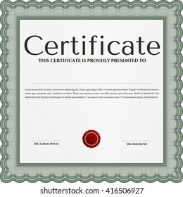 Green Certificate or diploma template. Customizable, Easy to edit and change colors. Easy to print. Cordial design. 