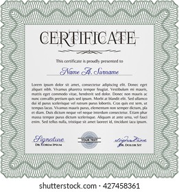 Green Certificate or diploma template. Customizable, Easy to edit and change colors. Cordial design. Easy to print. 