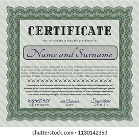 Green Certificate or diploma template. Easy to print. Good design. Customizable, Easy to edit and change colors. 