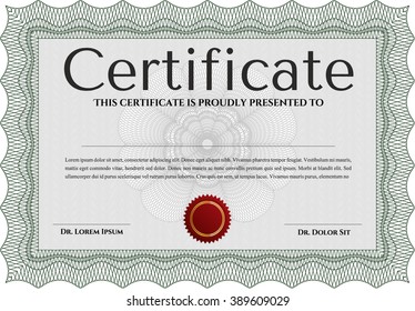 Green Certificate or diploma template. Easy to print. Cordial design. Customizable, Easy to edit and change colors. 