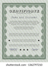 Green Certificate or diploma template. With great quality guilloche pattern. Money style design. Customizable, Easy to edit and change colors. 
