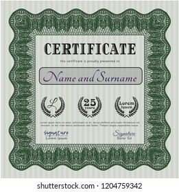 Green Certificate or diploma template. Money design. Customizable, Easy to edit and change colors. With background. 