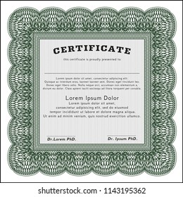 Green Certificate or diploma template. Nice design. With complex background. Customizable, Easy to edit and change colors. 