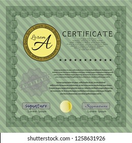 Green Certificate or diploma template. Printer friendly. Customizable, Easy to edit and change colors. Beauty design. 