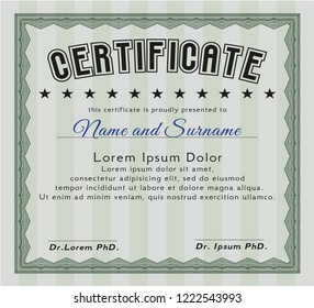 Green Certificate or diploma template. Retro design. Easy to print. Customizable, Easy to edit and change colors. 