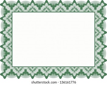 Green Certificate or Diploma Template, very complex and elegant design