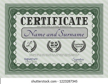 Green Certificate. Easy to print. Customizable, Easy to edit and change colors. Artistry design. 