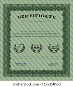 Green Certificate. Easy to print. Excellent design. Vector illustration. 