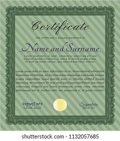 Green Certificate. Easy to print. Retro design. Vector illustration. 