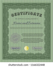 Green Certificate. Elegant design. Customizable, Easy to edit and change colors. Complex background. 