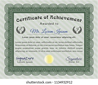 Green Certificate. Elegant design. With linear background. Vector illustration. 