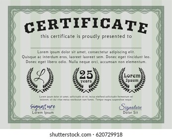 Green Certificate. Excellent design. Printer friendly. Customizable, Easy to edit and change colors. 
