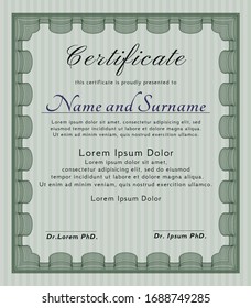 Green Certificate. Good design. With linear background. Detailed. 