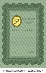 Green Certificate. With great quality guilloche pattern. Perfect design. Customizable, Easy to edit and change colors. 