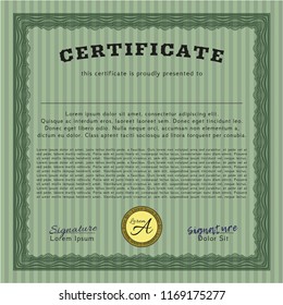 Green Certificate. Lovely design. With linear background. Customizable, Easy to edit and change colors. 
