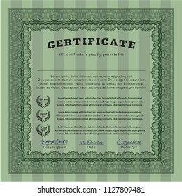 Green Certificate. Modern design. Vector illustration. With quality background. 