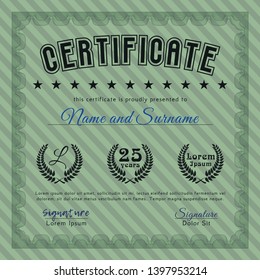 Green Certificate. Money design. Complex background. Customizable, Easy to edit and change colors. 