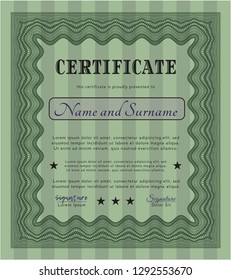 Green Certificate. Money design. Vector illustration. Easy to print. 