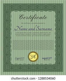 Green Certificate. Money Pattern design. Detailed. Easy to print. 