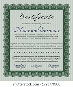 Green Certificate.  Money Pattern design.  With background.  Vector illustration. 