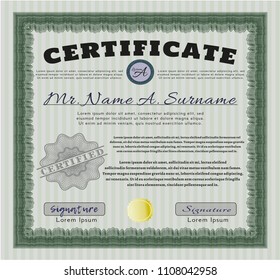 Green Certificate. Nice design. Easy to print. Customizable, Easy to edit and change colors. 