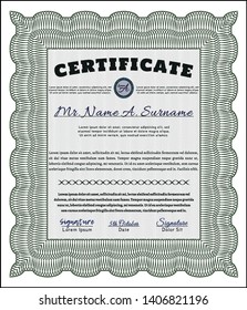 Green Certificate. Perfect design. Complex background. Vector illustration. 