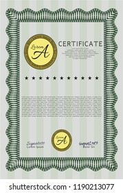 Green Certificate. Perfect design. Customizable, Easy to edit and change colors. With linear background. 