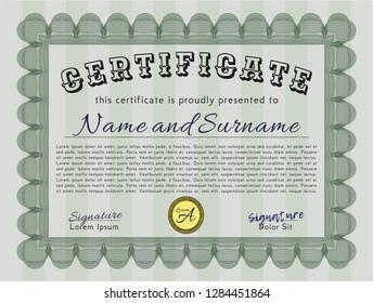 Green Certificate. Printer friendly. Beauty design. Detailed. 