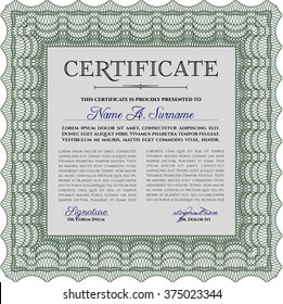 Green Certificate. Printer friendly. Complex design. Detailed. 