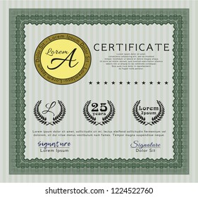 Green Certificate. With quality background. Customizable, Easy to edit and change colors. Money style design. 