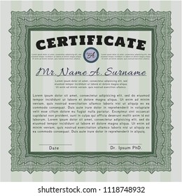 Green Certificate. With quality background. Sophisticated design. Customizable, Easy to edit and change colors. 