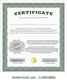Green Certificate. Sophisticated design. Customizable, Easy to edit and change colors. With guilloche pattern and background. 