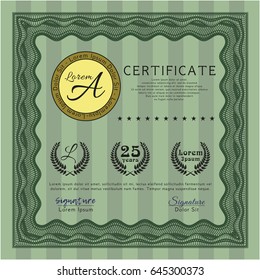 Green Certificate. Sophisticated design. Customizable, Easy to edit and change colors. With complex linear background. 