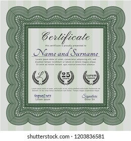 Green Certificate. Sophisticated design. Printer friendly. Detailed. 
