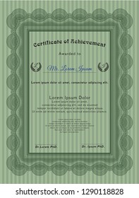 Green Certificate template. Artistry design. Easy to print. Detailed. 