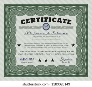 Green Certificate template. With background. Customizable, Easy to edit and change colors. Money Pattern design. 