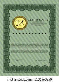 Green Certificate template. Beauty design. Detailed. Complex background. 