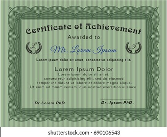 Green Certificate template. Beauty design. Complex background. Detailed. 