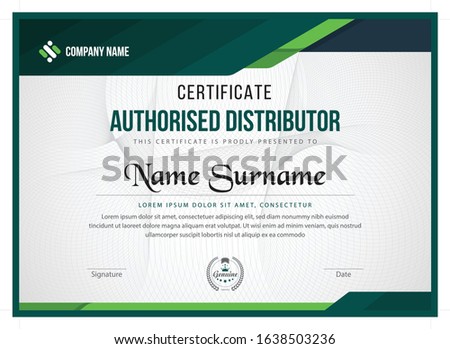 Green certificate template with clean and modern pattern,diploma,Vector illustration