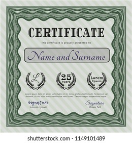 Green Certificate template. Complex background. Sophisticated design. Detailed. 