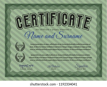 Green Certificate template. Complex background. Money design. Customizable, Easy to edit and change colors. 