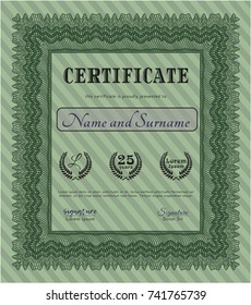 Green Certificate template. Cordial design. With complex linear background. Customizable, Easy to edit and change colors. 