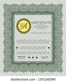 Green Certificate template. Customizable, Easy to edit and change colors. Complex background. Lovely design. 